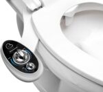 White and black Boss Bidet Luxury bidet toilet seat attachment with dual nozzles and control dial