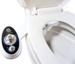 White and black Boss Bidet Luxury bidet toilet seat attachment with dual nozzles and control dial