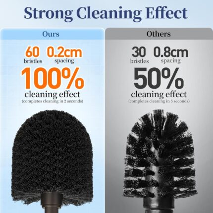 Two HAMITOR modern bronze toilet brushes with their matching round holders, standing upright on a bathroom floor.