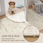 A beige/ivory Restydon 2x8 runner rug with a subtle pattern, laid out on a floor in an indoor setting.